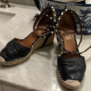 Valentino rockstud wedge espadrilles
